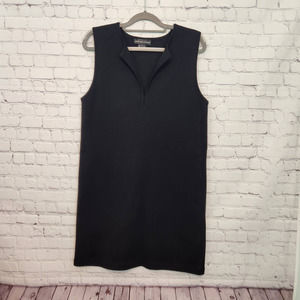 Andrea Jovine Women's Sleeveless V-neck Black Wool Dress L